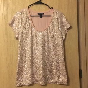 White&Black Pink Sequin Shirt Size XL